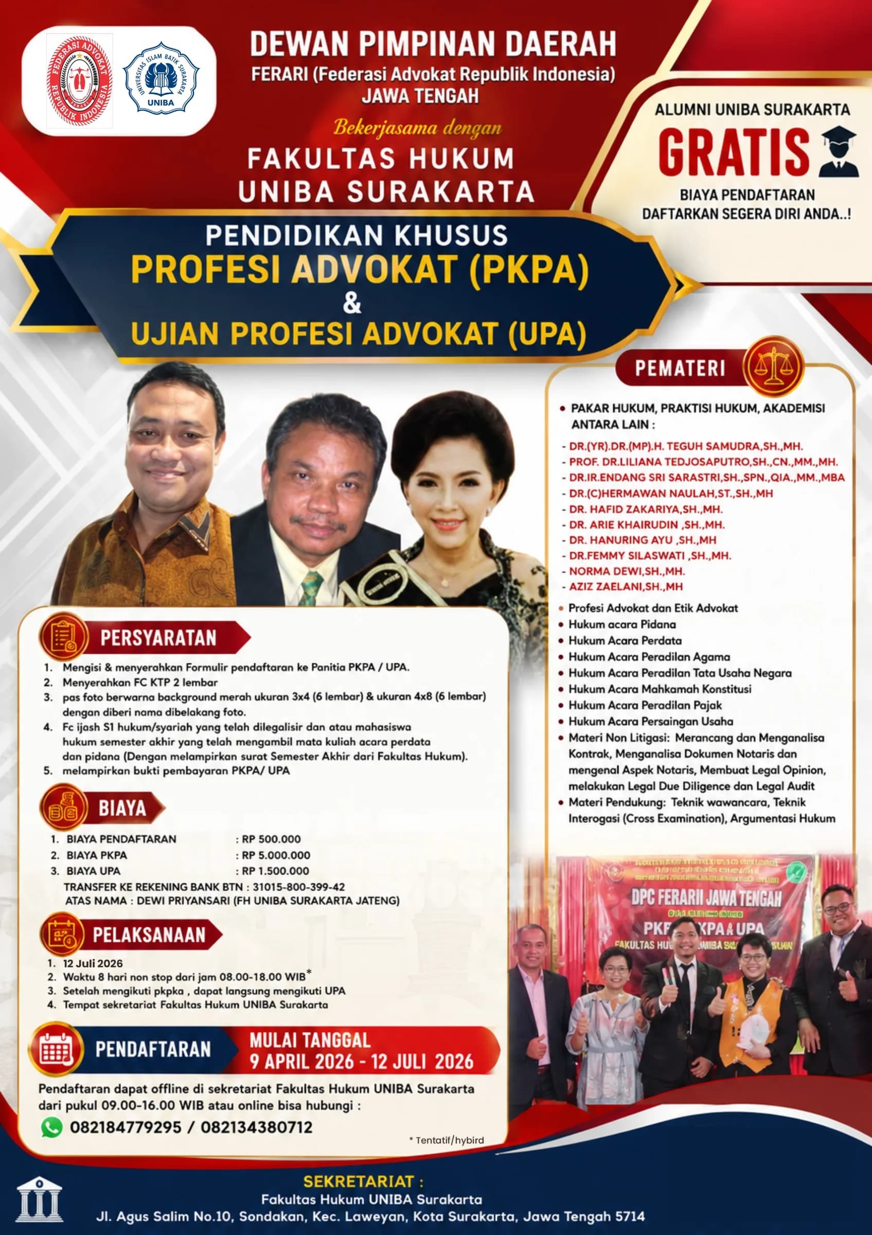 Penerimaan Peserta PKPA FH Uniba dan Ferari 2026
